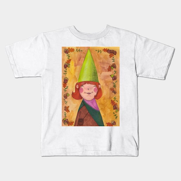 Acorn Gnome Kids T-Shirt by Flightoftheparcel